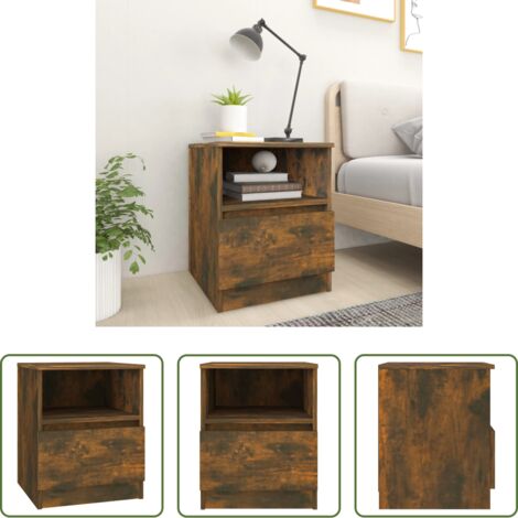vidaXL Comodino con scomparto -  Comodino Rovere Fumo 40x40x50 cm in Legno Multistrato