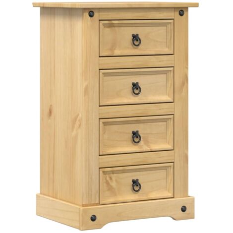 vidaXL Comodino Corona 53x39x84 cm in Legno Massello di Pino