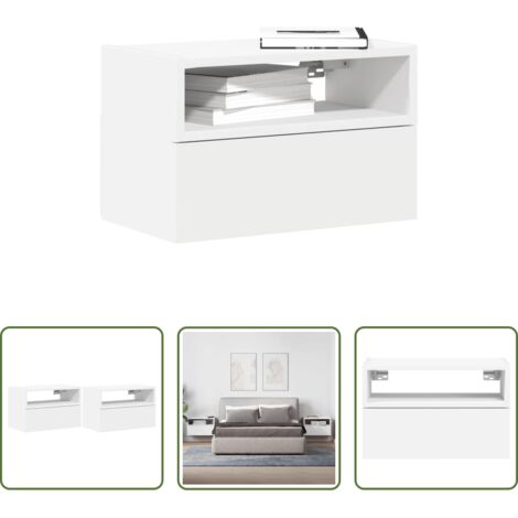 vidaXL Comodino da camera -  Comodini a Muro 2 pz Bianchi 45x26x28,5 cm