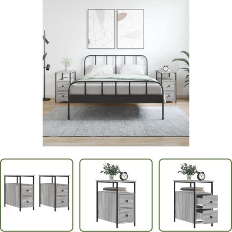 vidaXL Comodino da camera da letto -  Comodini 2 pz Grigio Sonoma 30x60x60 cm in Legno Multistrato