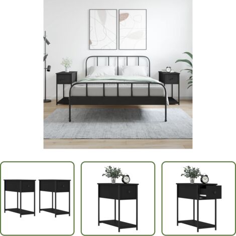 vidaXL Comodino da camera da letto -  Comodini 2 pz Neri 30x60x60 cm in Legno Multistrato