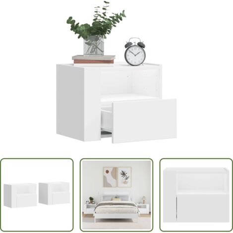 vidaXL Comodino da camera da letto -  Comodini a Muro 2 pz Bianchi 45x30x35 cm