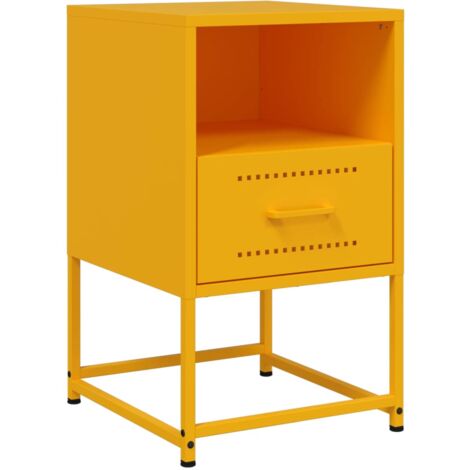 vidaXL Comodino Giallo Senape 36x39x60,5 cm in Acciaio