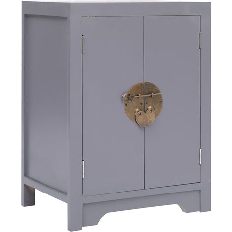 vidaXL Comodino Grigio 38x28x52 cm in Legno di Paulownia