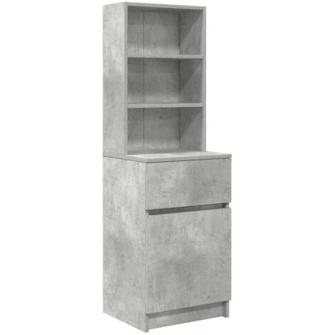 vidaXL Comodino Grigio Cemento 39x35x125 cm in Legno Multistrato
