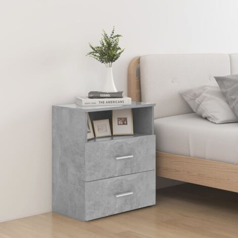 vidaXL Comodino Grigio Cemento 50x32x60 cm