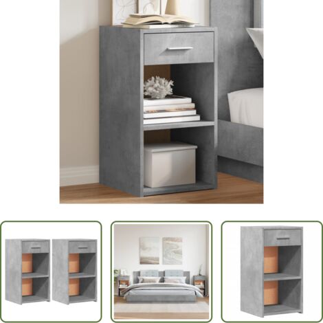 vidaXL Comodino grigio cemento -  Comodini 2 pz Grigio Cemento 35x34x65 cm in Legno Multistrato
