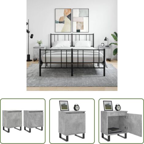 vidaXL Comodino grigio cemento -  Comodini 2 pz Grigio Cemento 40x30x50 cm in Legno Multistrato