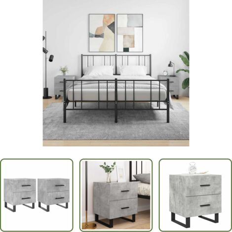vidaXL Comodino grigio cemento -  Comodini 2 pz Grigio Cemento 40x35x47,5 cm in Legno Multistrato