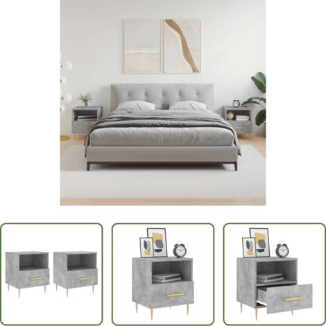 vidaXL Comodino grigio cemento -  Comodini 2 pz Grigio Cemento 40x35x47,5 cm in Legno Multistrato