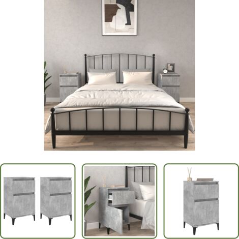 vidaXL Comodino grigio cemento -  Comodini 2 pz Grigio Cemento 40x35x70 cm