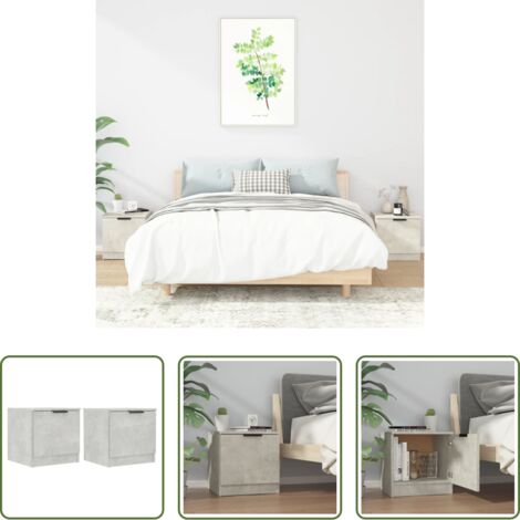 vidaXL Comodino grigio cemento -  Comodini 2 pz Grigio Cemento 40x39x40 cm