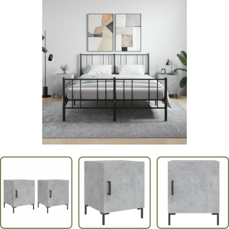 vidaXL Comodino grigio cemento -  Comodini 2 pz Grigio Cemento 40x40x50 cm in Legno Multistrato