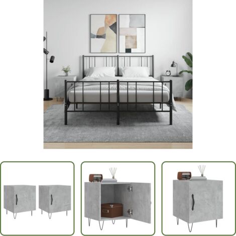 vidaXL Comodino grigio cemento -  Comodini 2 pz Grigio Cemento 40x40x50 cm in Legno Multistrato