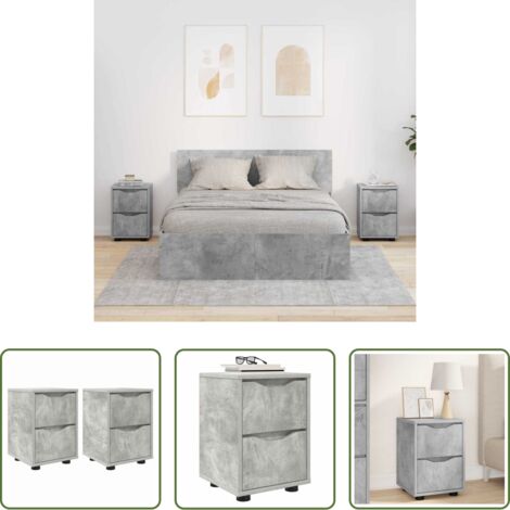 vidaXL Comodino grigio cemento -  Comodini con cassetto 2 pcs Grigio cemento 30,5 x 30 x 43 cm