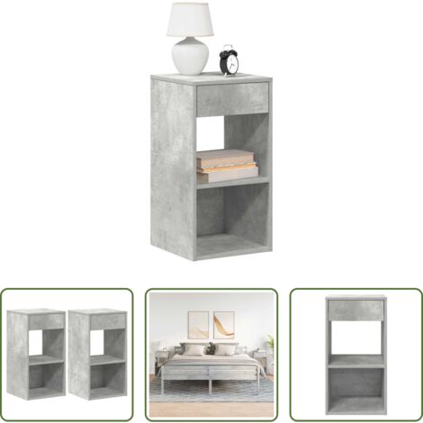 vidaXL Comodino grigio cemento -  Comodini con Cassetto 2 pz Grigio Cemento 35x34x66,5 cm