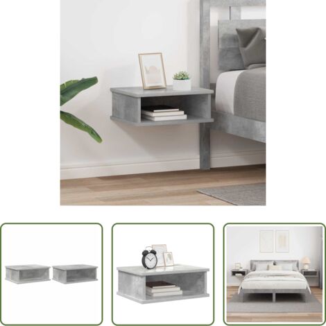 vidaXL Comodino grigio cemento -  Comodino 2 pcs Grigio cemento 40 x 31 x 15 cm Legno multistrato