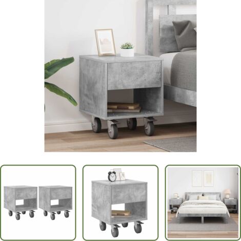 vidaXL Comodino grigio cemento -  Comodino 2 pcs Grigio cemento 40,5 x 40 x 48 cm