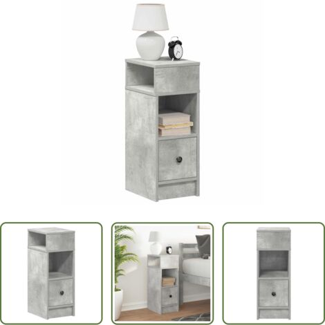 vidaXL Comodino grigio cemento -  Comodino con Cassetto Grigio Cemento 25x31x66 cm