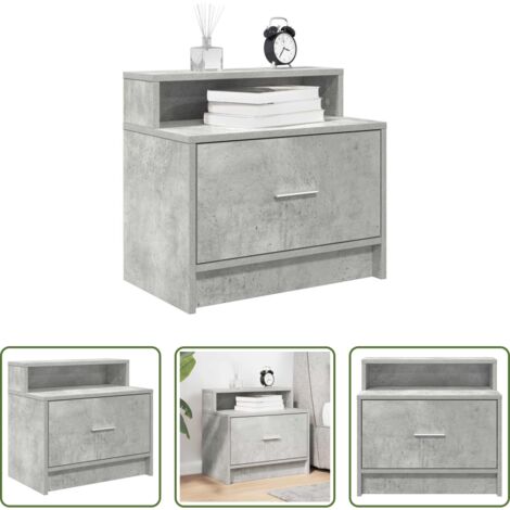 vidaXL Comodino grigio cemento -  Comodino con Cassetto Grigio Cemento 51x31x47 cm