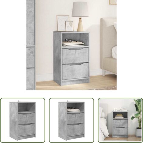 vidaXL Comodino grigio cemento -  Comodino Grigio cemento 40 x 30 x 467 cm Legno multistrato