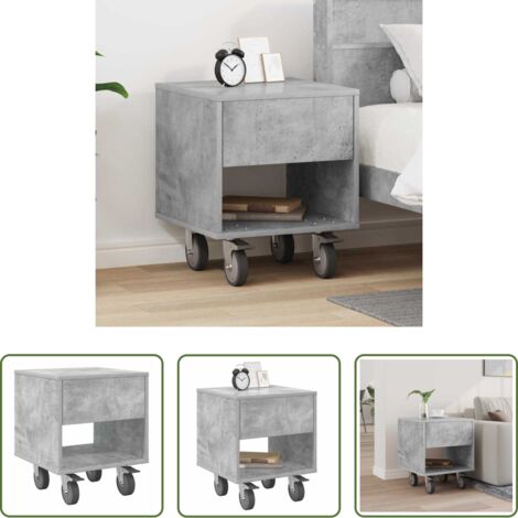 vidaXL Comodino grigio cemento -  Comodino Grigio cemento 40,5 x 40 x 48 cm Legno multistrato