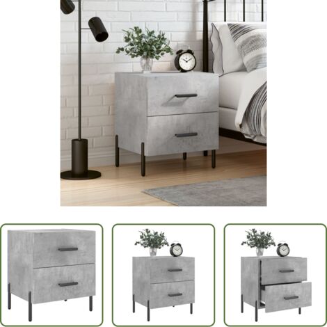 vidaXL Comodino grigio cemento -  Comodino Grigio Cemento 40x35x47,5 cm in Legno Multistrato