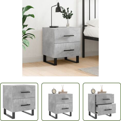 vidaXL Comodino grigio cemento -  Comodino Grigio Cemento 40x35x47,5 cm in Legno Multistrato