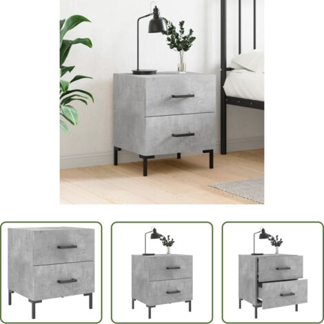 vidaXL Comodino grigio cemento -  Comodino Grigio Cemento 40x35x47,5 cm in Legno Multistrato