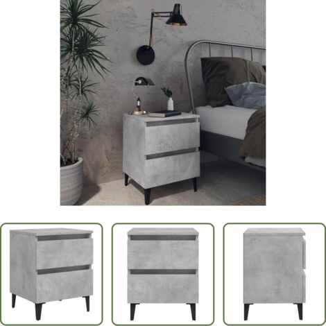vidaXL Comodino grigio cemento -  Comodino Grigio Cemento 40x35x50 cm in Legno Multistrato