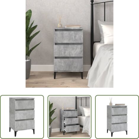 vidaXL Comodino grigio cemento -  Comodino Grigio Cemento 40x35x70 cm in Legno Multistrato