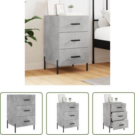vidaXL Comodino grigio cemento -  Comodino Grigio Cemento 40x40x66 cm in Legno Multistrato