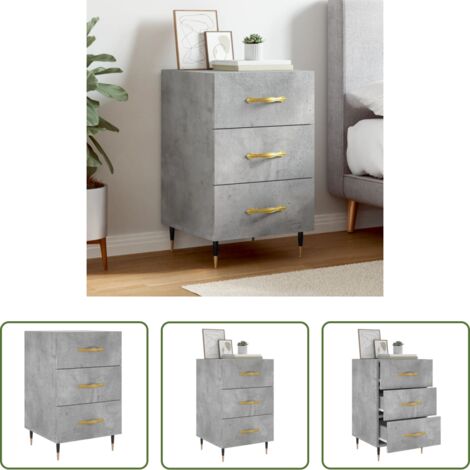vidaXL Comodino grigio cemento -  Comodino Grigio Cemento 40x40x66 cm in Legno Multistrato