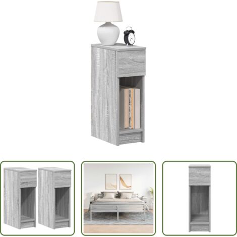 vidaXL Comodino grigio -  Comodini con Cassetto 2 pz Grigio Sonoma 20x36x60 cm