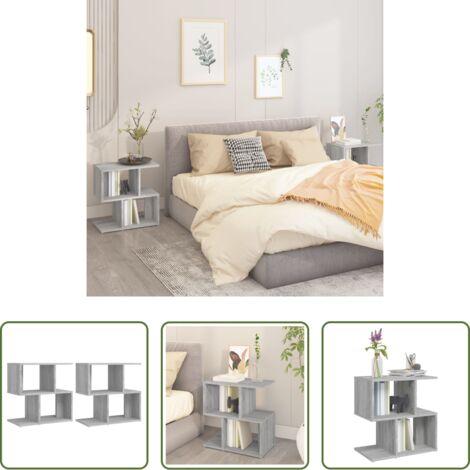 vidaXL Comodino grigio -  Comodini Grigio Sonoma 2pz 50x30x51,5 cm in Legno Multistrato