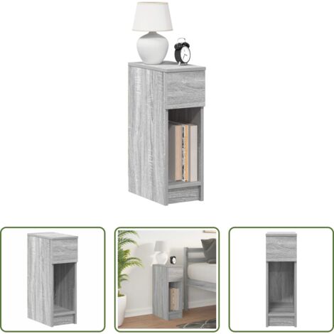 vidaXL Comodino grigio -  Comodino con Cassetto Grigio Sonoma 20x36x60 cm