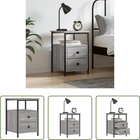 vidaXL Comodino grigio -  Comodino Grigio Sonoma 34x35,5x50 cm in Legno Multistrato