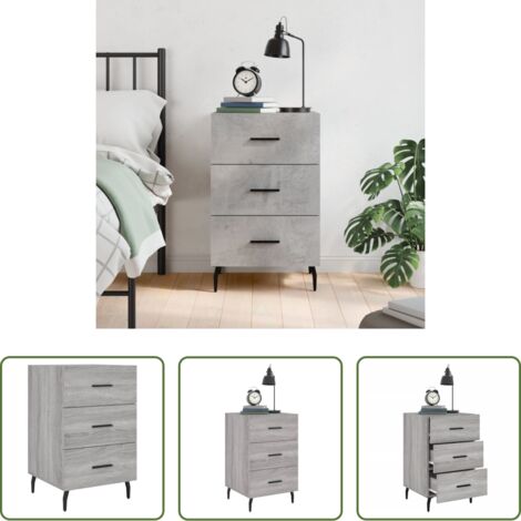 vidaXL Comodino grigio -  Comodino Grigio Sonoma 40x40x66 cm in Legno Multistrato