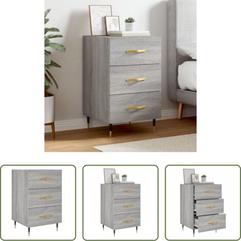 vidaXL Comodino grigio -  Comodino Grigio Sonoma 40x40x66 cm in Legno Multistrato