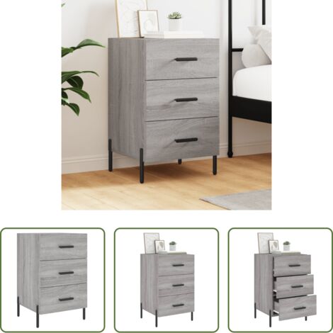 vidaXL Comodino grigio -  Comodino Grigio Sonoma 40x40x66 cm in Legno Multistrato