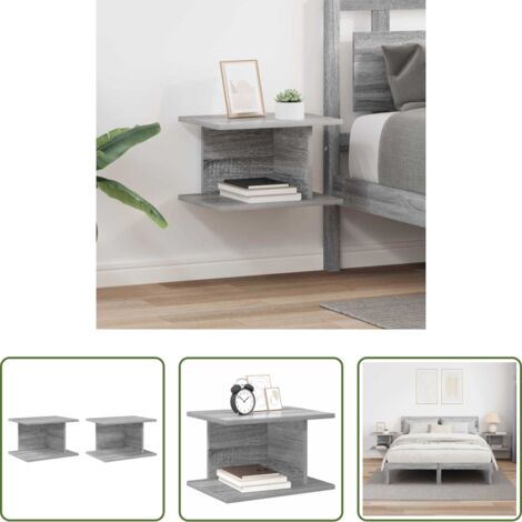 vidaXL Comodino grigio sonoma -  Comodino 2 pcs Grigio Sonoma 40 x 30 x 25 cm Legno multistrato