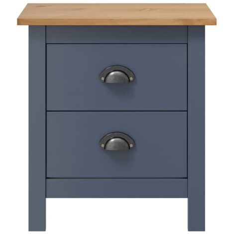 vidaXL Comodino Hill Grigio 46x35x49,5 cm Legno Massello di Pino