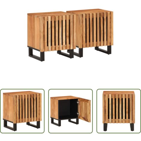 vidaXL Comodino in acacia -  Comodini 2pz 40x34x46 cm in Legno Massello di Acacia