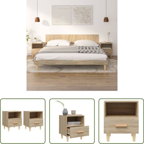 vidaXL Comodino in eucalipto -  Comodini 2 pz Rovere Sonoma 40x35x47 cm