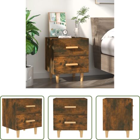 vidaXL Comodino in eucalipto -  Comodino in Rovere Fumo 40x35x47,5 cm