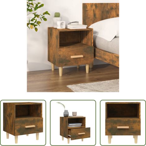 vidaXL Comodino in eucalipto -  Comodino Rovere Fumo 40x35x47 cm