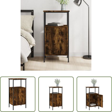 vidaXL Comodino in ferro -  Comodino Rovere Fumo 41x31x80 cm Legno Multistrato