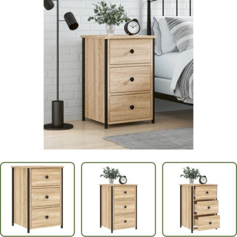 vidaXL Comodino in ferro -  Comodino Rovere Sonoma 40x36x60 cm in Legno Multistrato