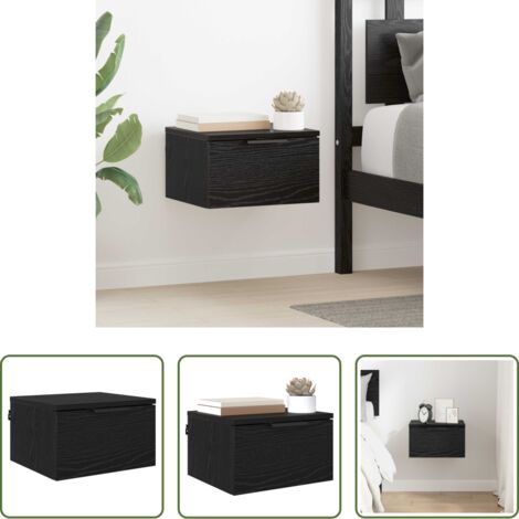 vidaXL Comodino in legno -  Armadio da Notte Rovere Nero 34 x 30 x 20 cm Legno multistrato