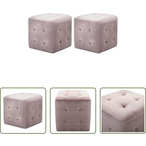 vidaXL Comodino in legno -  Comodini 2 pz Rosa 30x30x30 cm in Tessuto Vellutato
